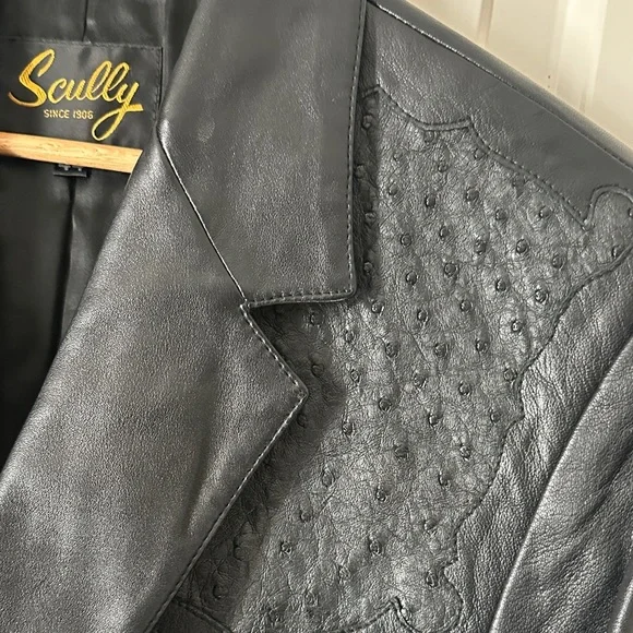 Scully Black Leather Sports coat Men’s size 44